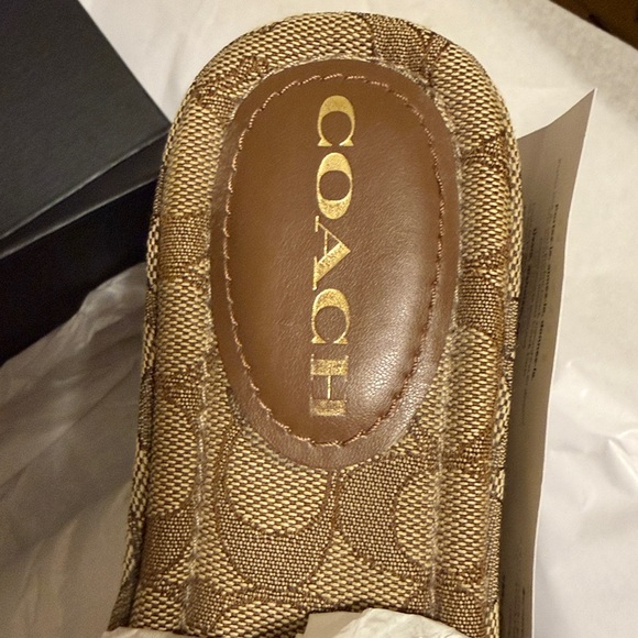 Coach Brown Signature Mules with Gold Accent - Picture 6 of 13